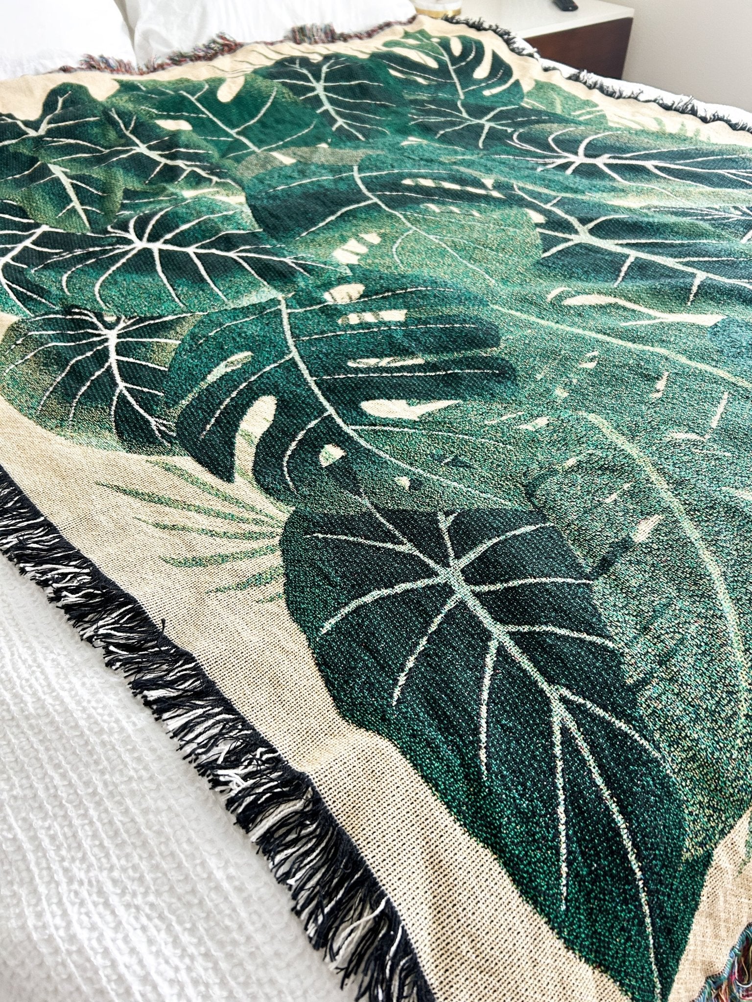 Woven Cotton Blanket - Botanical Collage - Green Philosophy Co.