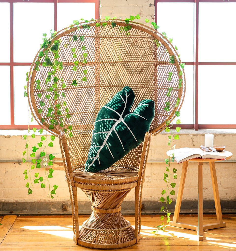 Alocasia Frydek Plush Pillow - Forest Green - Green Philosophy Co.