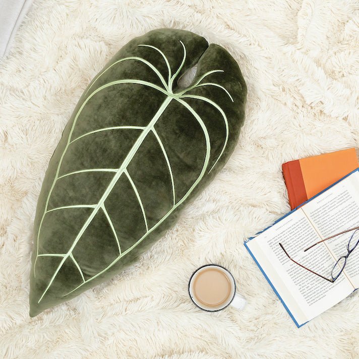 Anthurium Warocqueanum Plush Pillow - Khaki Green - Green Philosophy Co.