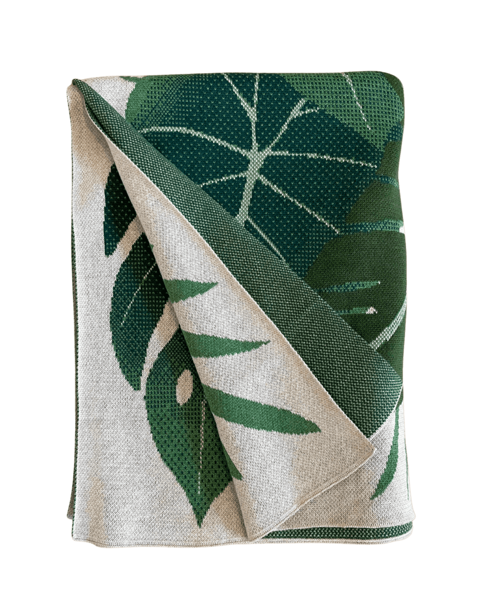 Botanical Blanket & Philodendron Pillows Set - Green Philosophy Co.
