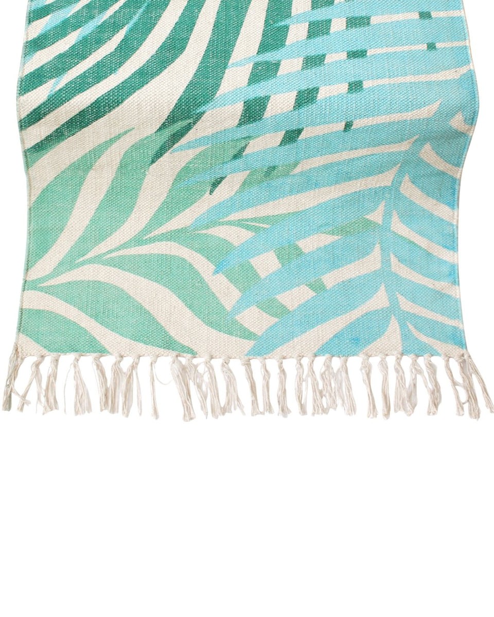 Breezy Palms - Handwoven Cotton Rug - 2'x3' - Green Philosophy Co.