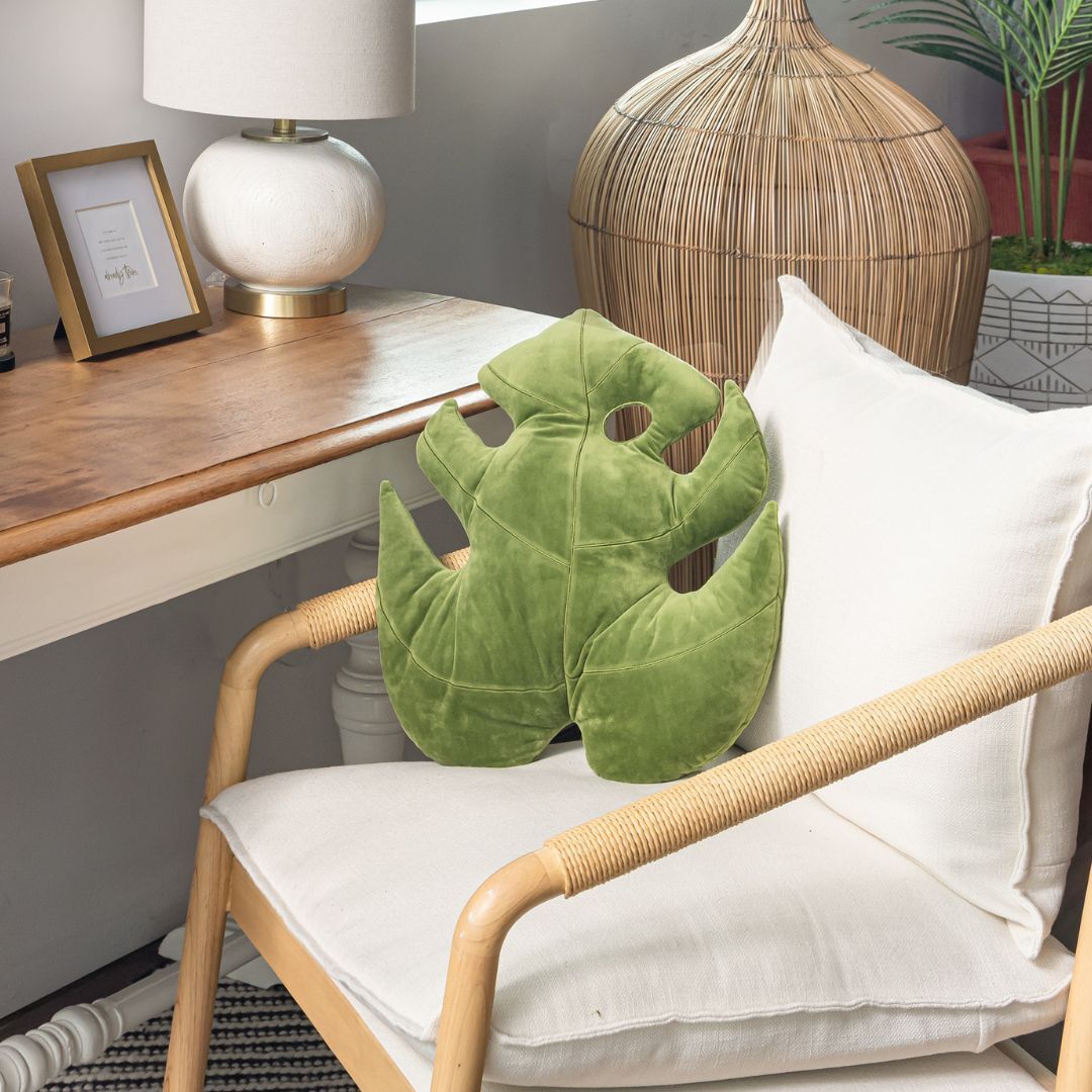 Monstera Deliciosa Leaf Pillow - Mossy Earth - Green Philosophy Co.