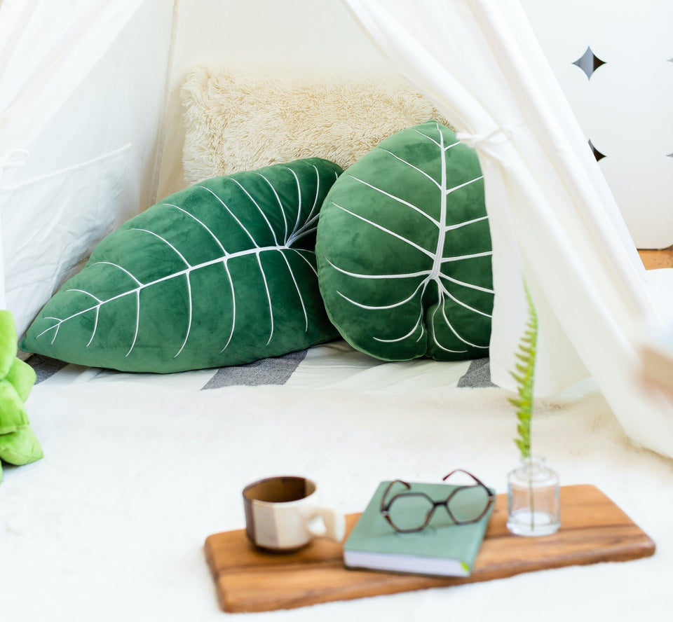 Philodendron Melanochrysum Plush Pillow - Moody Green - Green Philosophy Co.