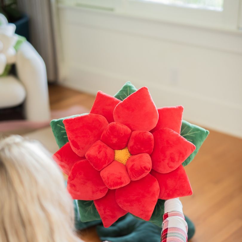 Poinsettia Pillow - Christmas Red - Green Philosophy Co.