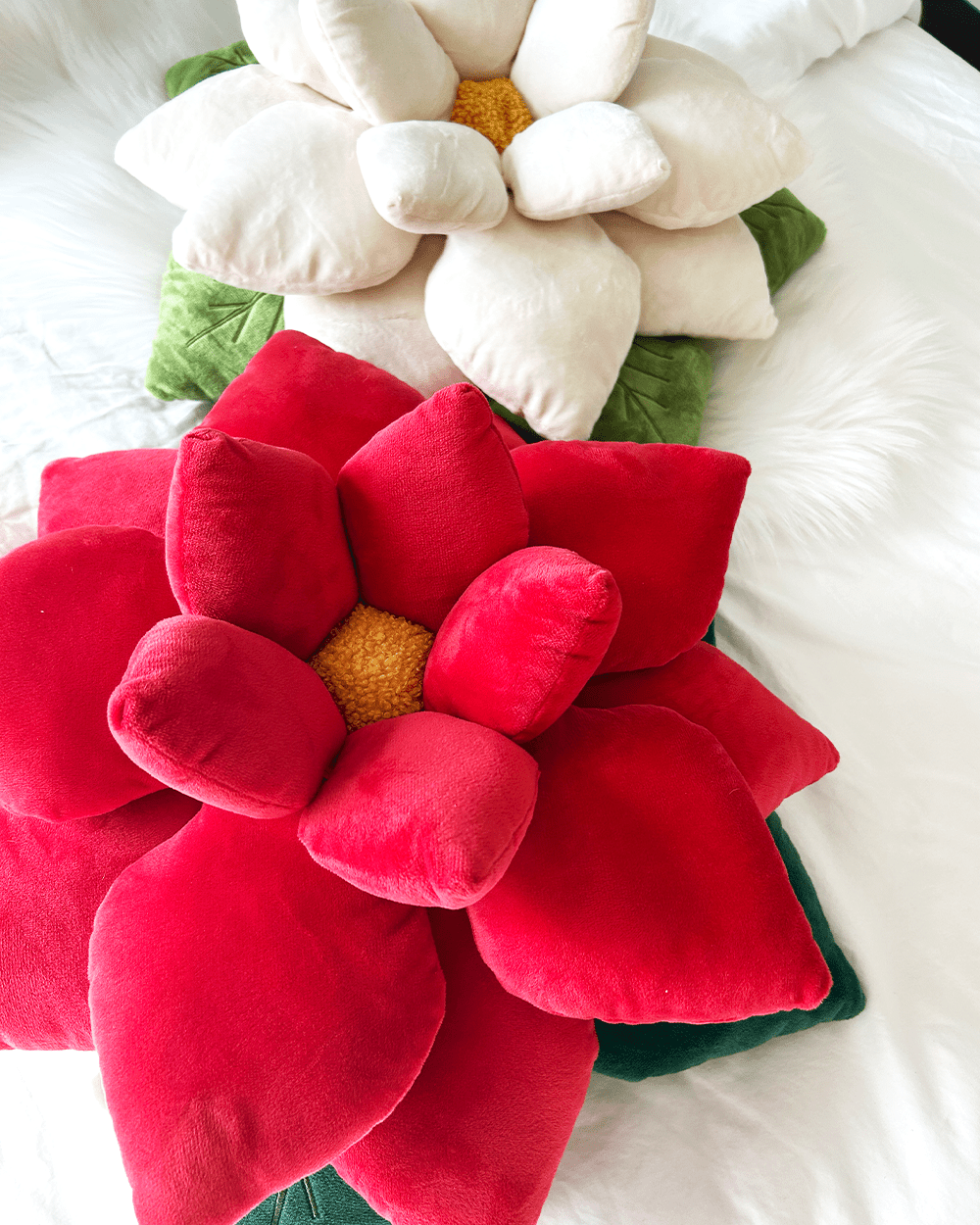 Poinsettia Pillow - Christmas Red - Green Philosophy Co.