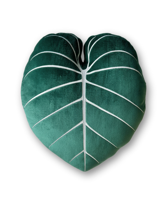 Philodendron Gloriosum Pillow - Forest Green