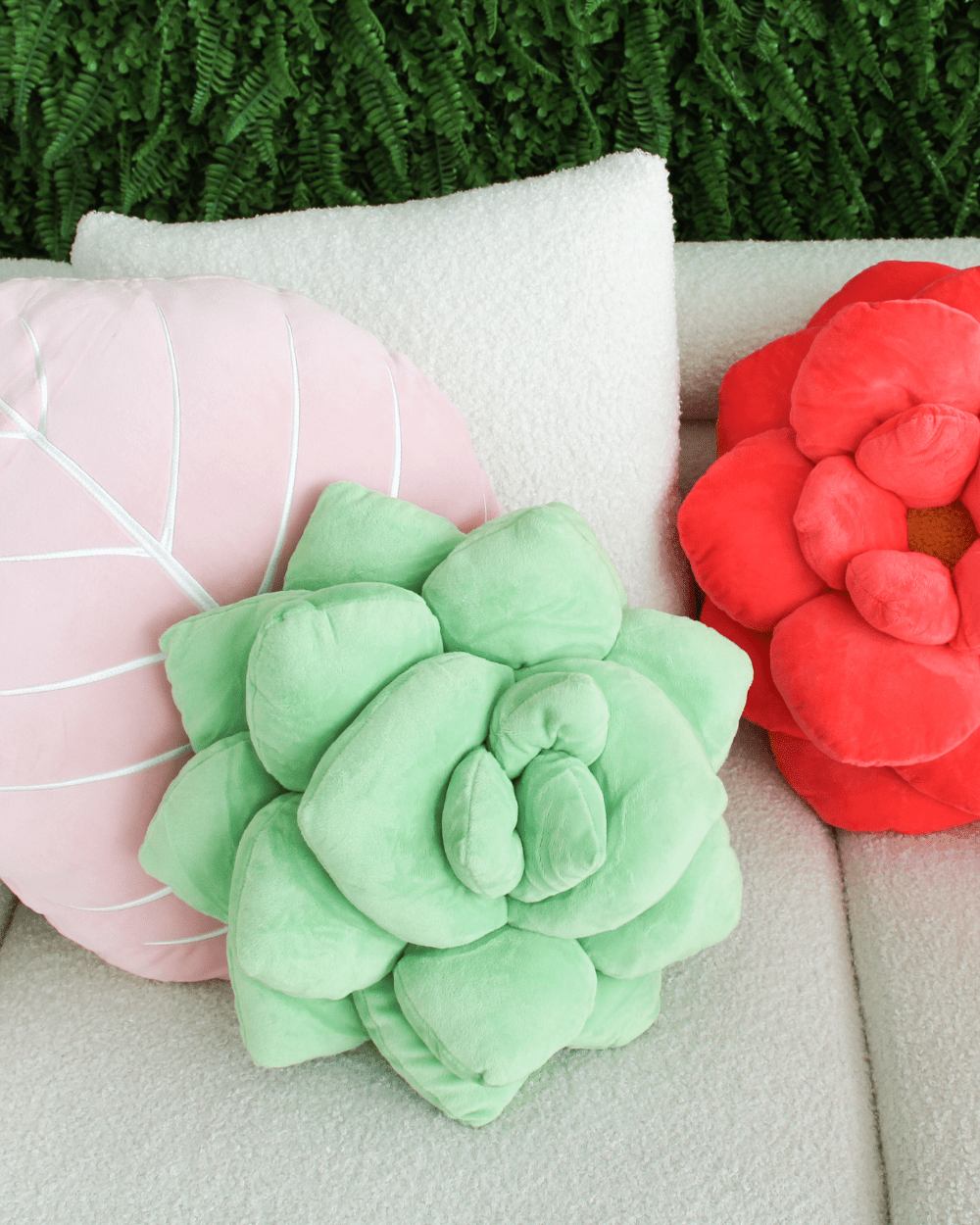 Green Philosophy Co. Cuscino Succulent® - Colore Smokey Blue - Morbido Cuscino Rotondo 40 Cm Per Divano O Letto