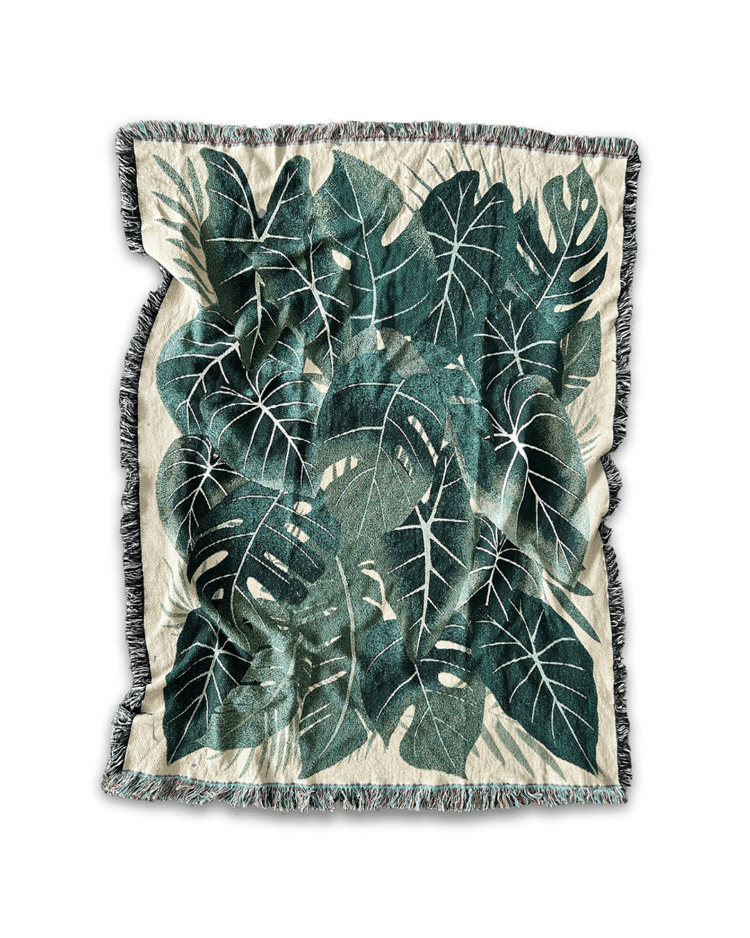 Botanical Collage Woven Cotton Blanket - Made In USA - Green Philosophy Co.
