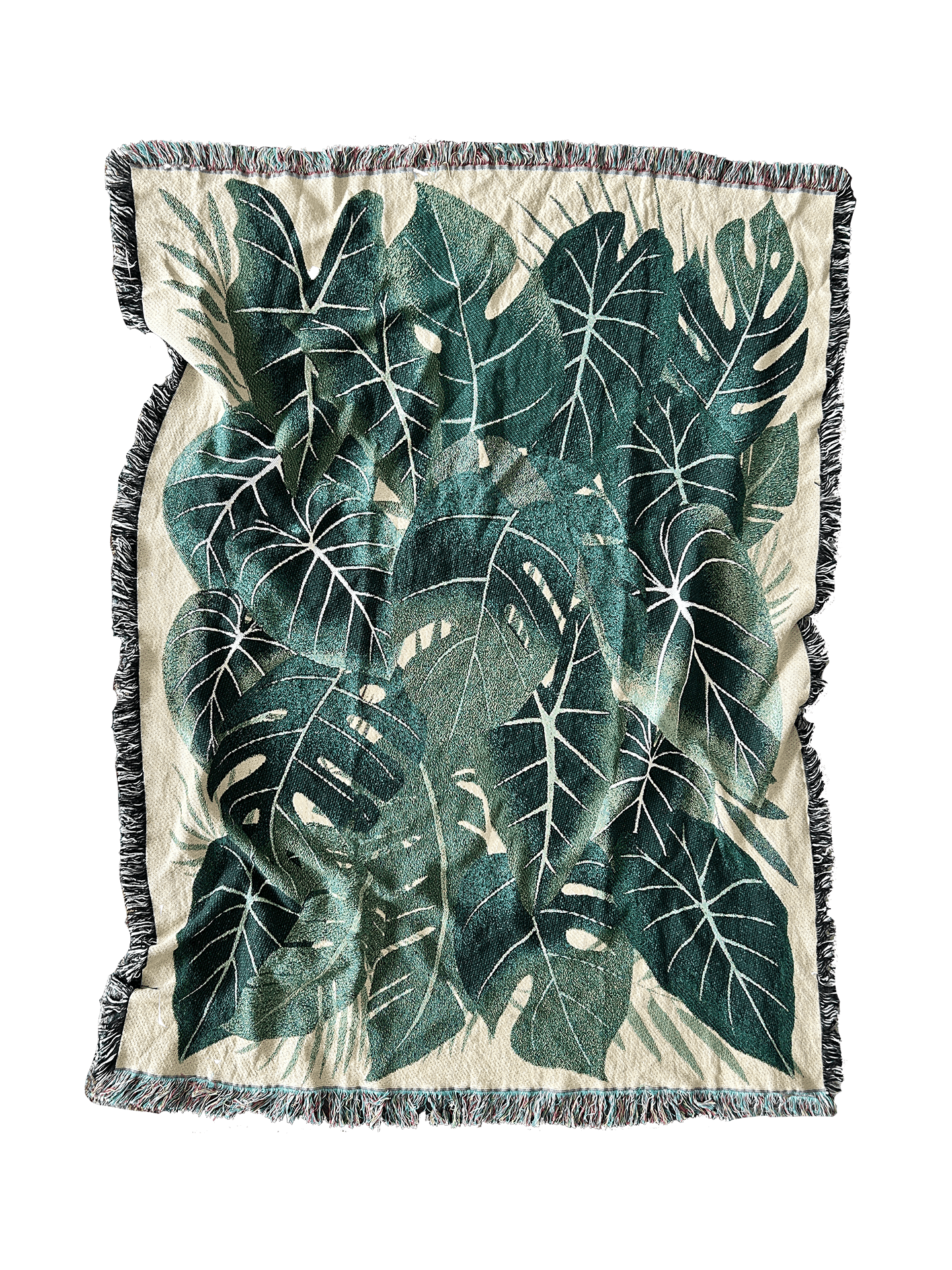 Woven Cotton Blanket - Botanical Collage - Green Philosophy Co.