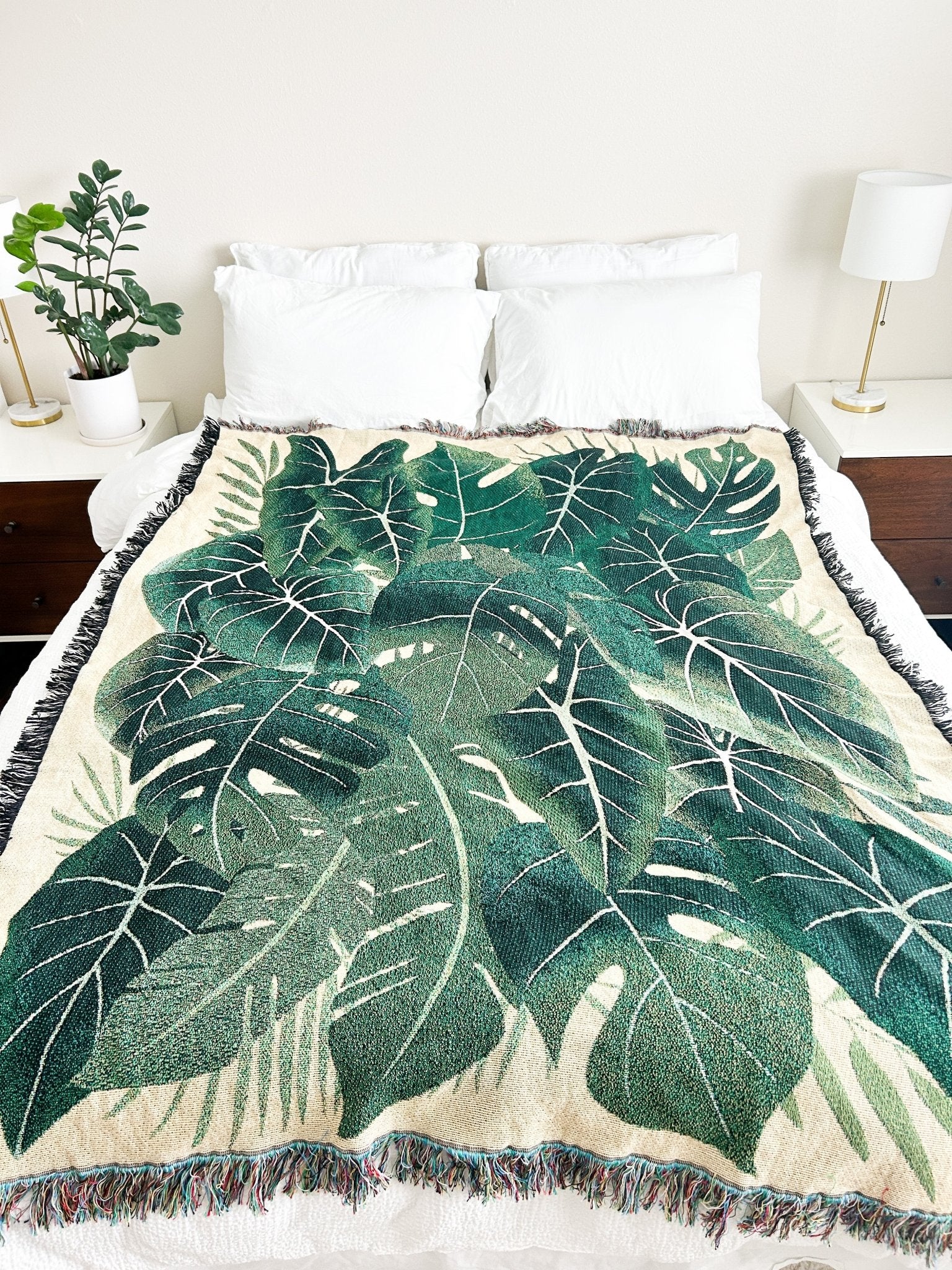 Woven Cotton Blanket - Botanical Collage - Green Philosophy Co.