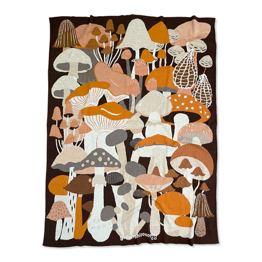Cotton Blend Knit Blanket - Mushroom Mix