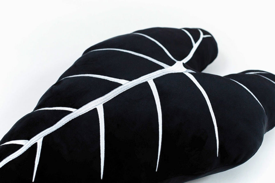 Alocasia Frydek Plush Pillow - Obsidian - Green Philosophy Co.