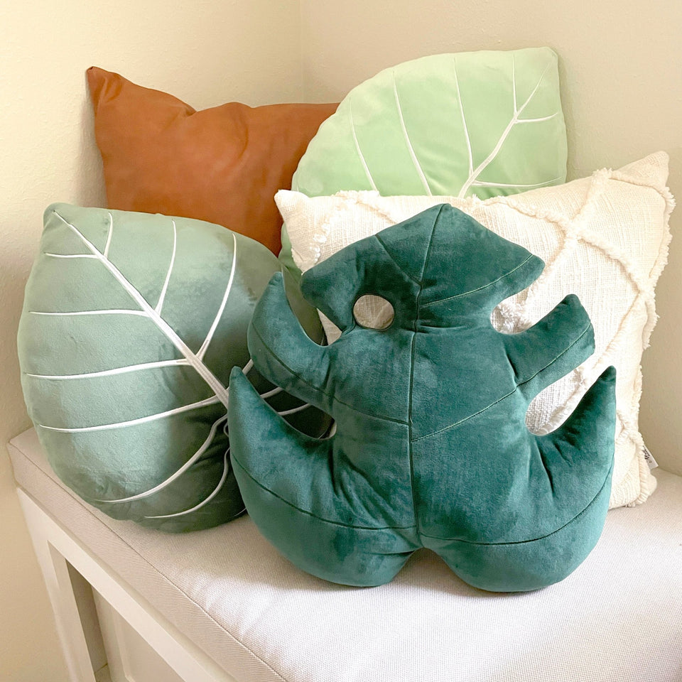 Monstera Deliciosa Leaf Pillow - Deep Forest - Green Philosophy Co.