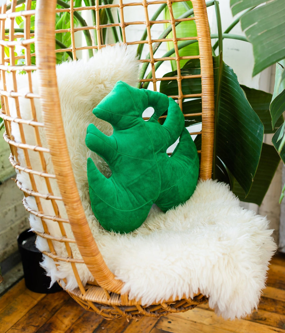 Monstera Deliciosa Leaf Pillow - Jungle Green - Green Philosophy Co.