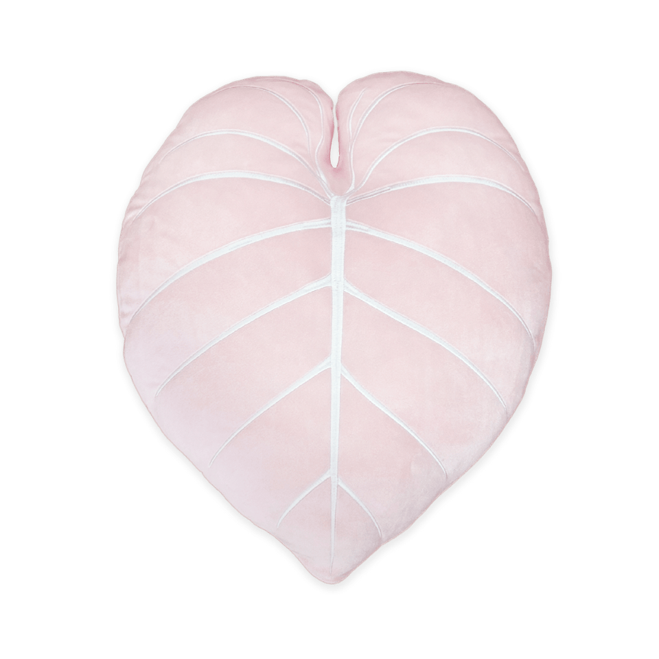 Philodendron Gloriosum Leaf Plush Pillow - Baby Pink - Green Philosophy Co.
