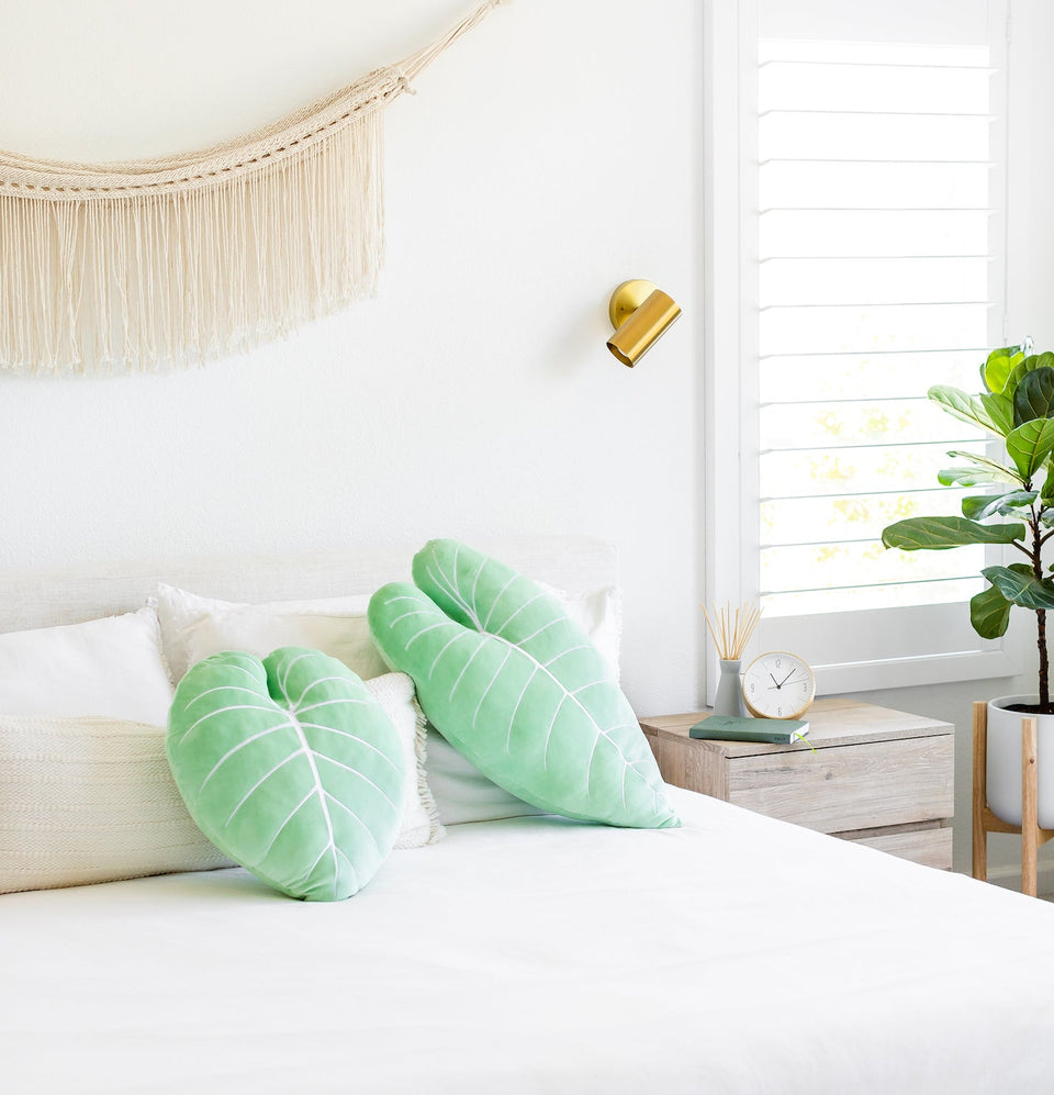 Philodendron Gloriosum Plush Pillow - Serene Green - Green Philosophy Co.