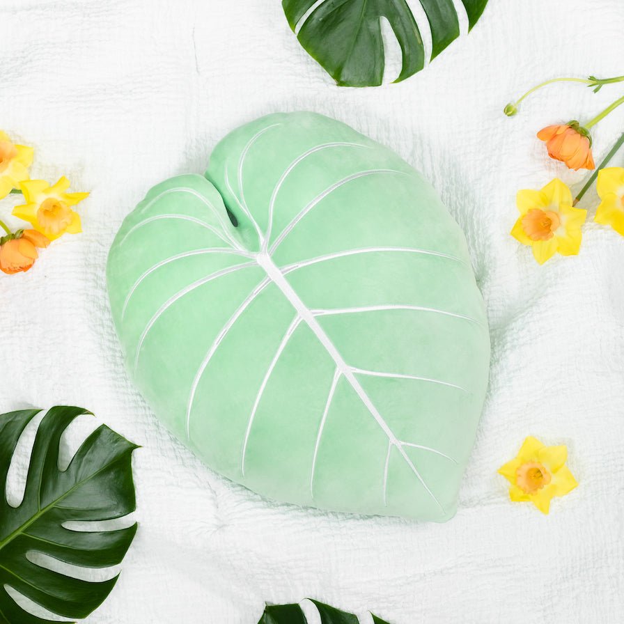 Philodendron Gloriosum Plush Pillow - Serene Green - Green Philosophy Co.