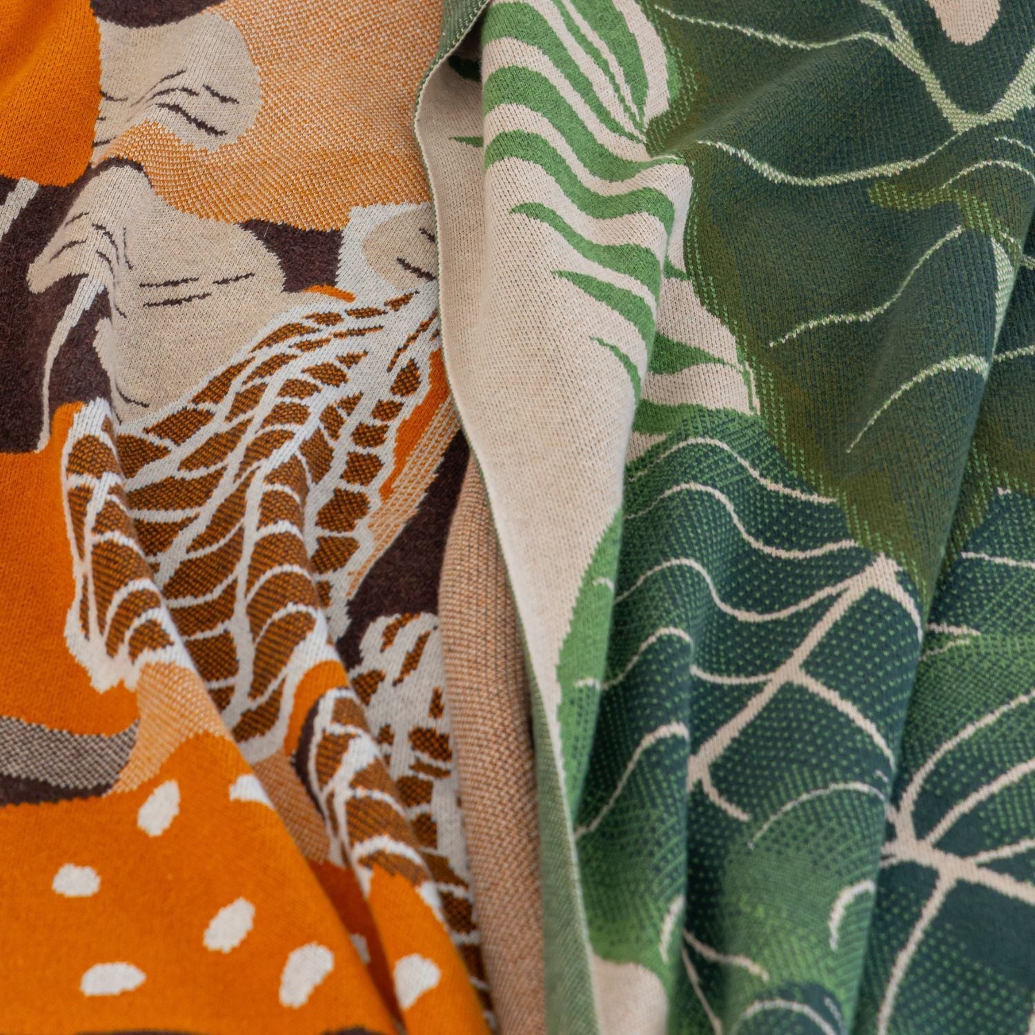 [PRE-ORDER] Terra & Cottage Cotton Blend Knit Throw Blanket - Botanical Collage - Green Philosophy Co.